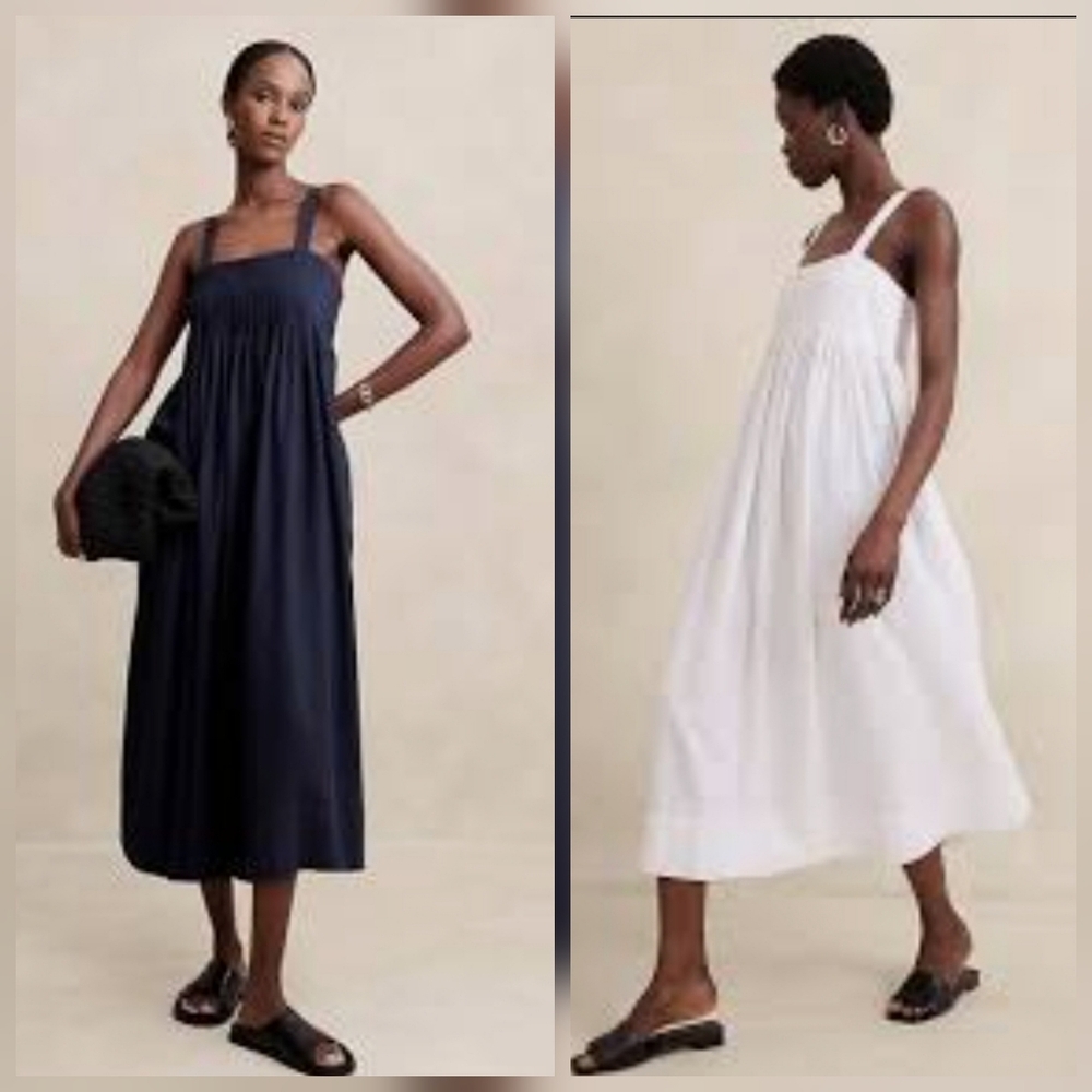 Banana Republic Women’s Navy  Square-Neck Midi Dress